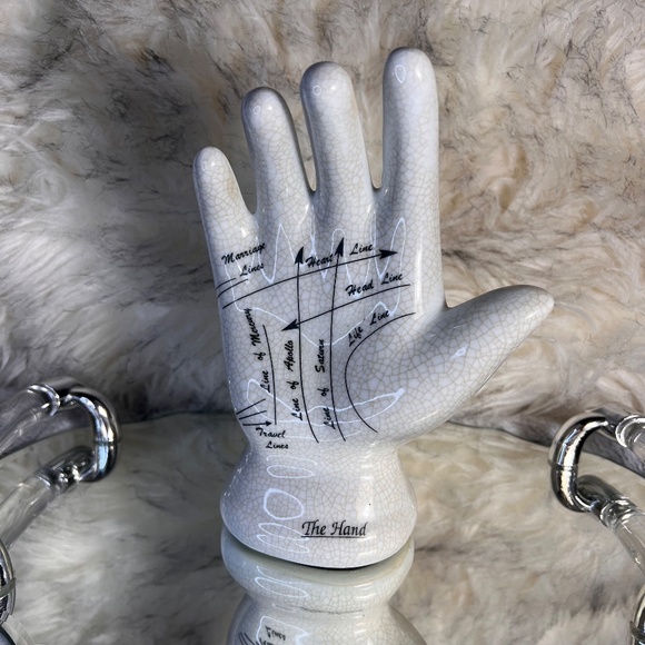 CERAMIC PALMISTRY HAND MODEL FOR MYSTIC FORTUNE READING OF PALM LINES - Picture 3 of 5